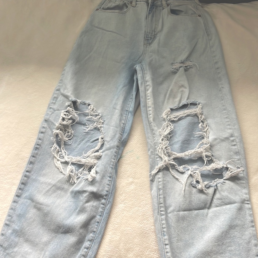 Highest rise baggy jean with rips